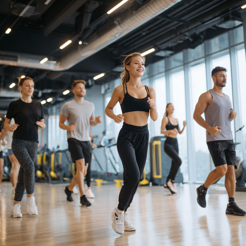 Coach profesional explicando rutina de ejercicio